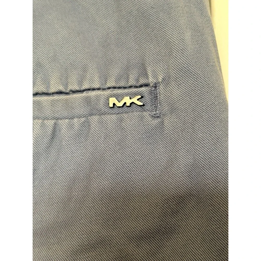 Michael Kors Shorts Mens 30 Blue Chino Stretch Flat Front Casual MK Logo Cotton